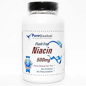 フラッシュ無料ナイアシン500mg // 100カプセル // ピュア // ピュアコントロールサプリメント