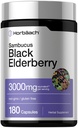 ホッハブラックエルダーベリー | 3000mg カプセル | 180 カウント | 非GMO グルテンフリー | サムブカス エキス サプリメント
