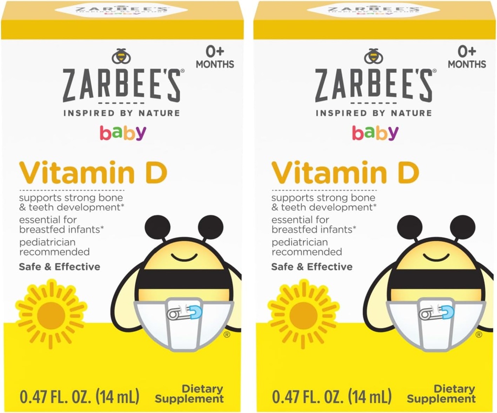 ZarbeeのビタミンDは乳児、400IU (10mcg)のために低下します ベビー&トドル液の補足、新生児及び上、点滴器のスポイトは、2 0.47 Fl Ozのびんのパックを含んでいました