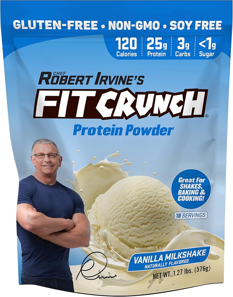 FITCRUNCH Tri-Blend Whey Protein, Keto Friendly, Low Calories, High Protein, Gluten Free, Soy Free(18 サービング, バニラミルクシェイク)