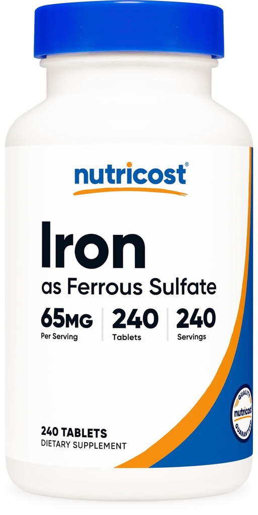 Nutricostの鉄(鉄硫酸塩として)65mg、240のタブレット-非GMOのグルテンフリー