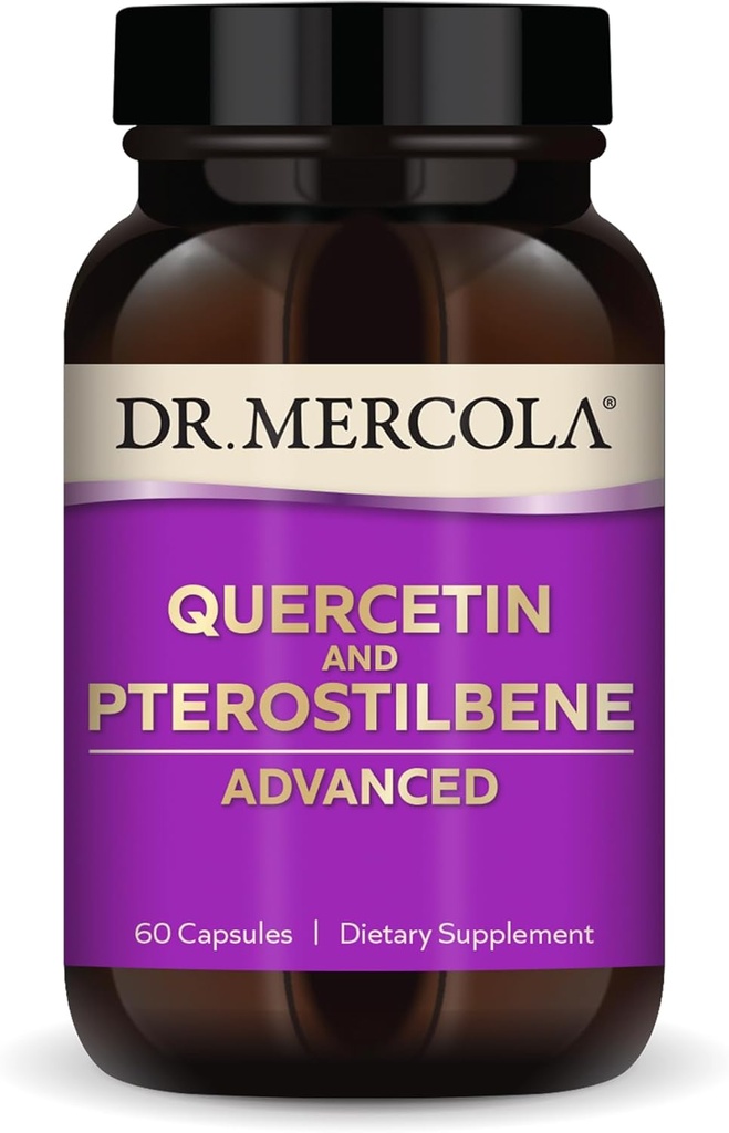 Dr. Mercola Quercetin & Pterostilbene Advanced - サポート 呼吸器 & 免疫の健康 - 500 mg Quercetin - 高バイオアベイラビリティ式 - 非GMO、グルテンフリー&大豆無料 - 60カプセル(30のサービング)