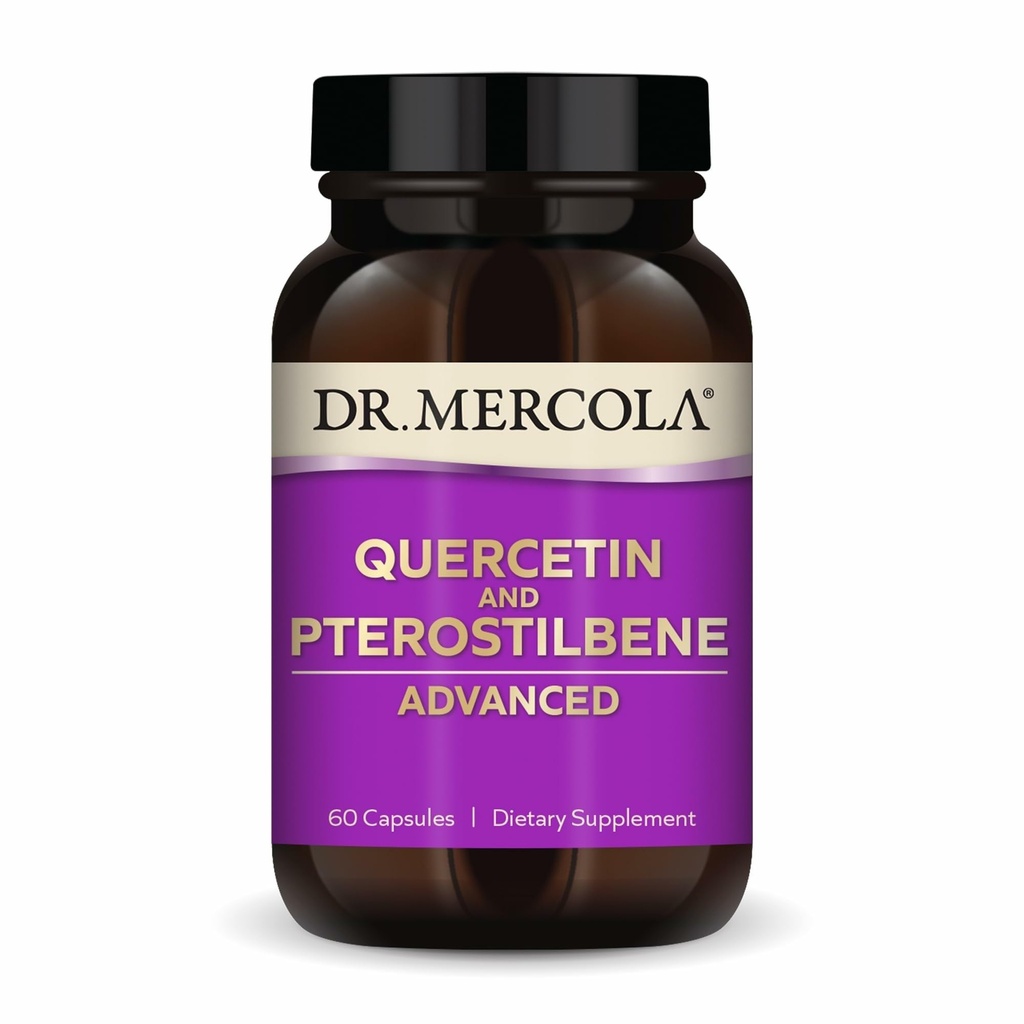 Dr. Mercola Quercetin & Pterostilbene Advanced - サポート 呼吸器 & 免疫の健康 - 500 mg Quercetin - 高バイオアベイラビリティ式 - 非GMO、グルテンフリー&大豆無料 - 60カプセル(30のサービング)