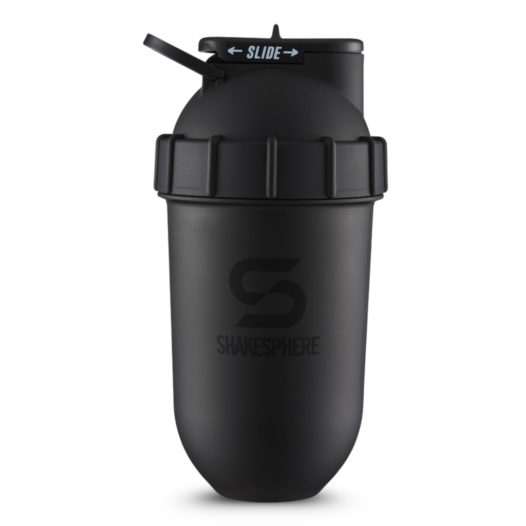SHAKESPHEREシェーカーボトル - 24ozリークプルーフプロテインシェーカーボトルプレワークアウト、スムージー、パウダードリンクミックス、ジム、BPAフリー、簡単なクリーン&キャリー(マットブラック)