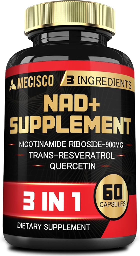 3in1 NAD +サプリメント1200Mg - ニコチンアミドリボシドとトランスレスベラトロール&ケルセチン - 細胞活動、免疫、老化健康 - 60日間の供給