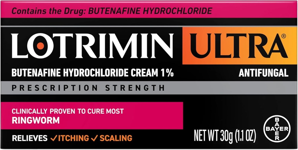 Lotrimin Ultra Ringwormのクリーム、butenafineの塩酸塩1%のほとんどのRingwormの有効なAntifungal処置、1.1のOunce (30グラム)