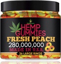 Hemp Gummies for Peace and Relaxation-High Potency Hemp Oil Gummys Peach-Fresh Full Flavor-Natural Hemp Edibles-for Back, Knees, Calm, Sleep, Discomfort-36 Large Rings-Made in USA, アメリカ