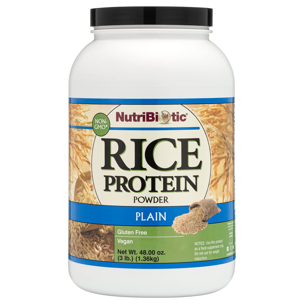 NutriBiotic プレーンライスプロテイン、3 Lb(1.36kg) | 低炭水化物、ビーガン&生プロテインパウダー | 成長し、化学、グルテンフリーまたはGMOなしで処理 | ケトフレンドリー&消化しやすい