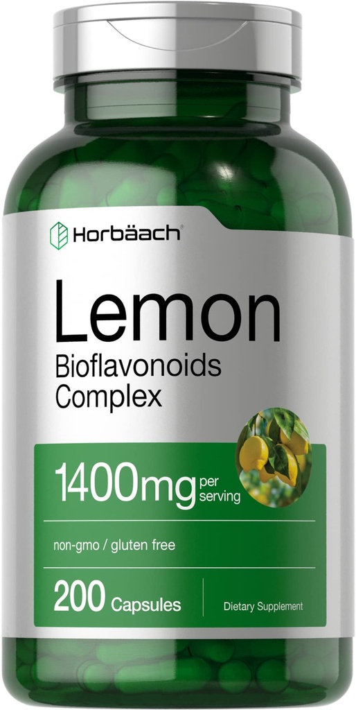 ホルバハチレモンバイオフラボノイドサプリメント | 1400 mg | 200カプセル | ルチンとヘスペリジンの複合体 | 非GMOとグルテンフリー