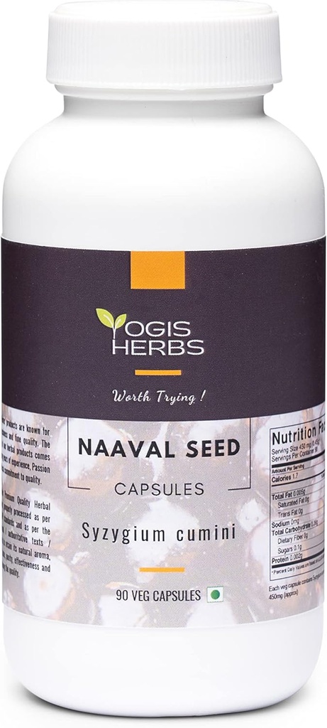 YOGIS HERBS Naval Seed Capsules (Syzygium cumini/Jamun Seed/Indian BlackBerry) 90 Veg Capsules