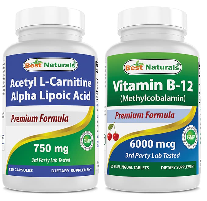 ベストナチュラルアセテートL-カルニチンとアルファリポ酸750mg&ビタミンB-12 6000mcg
