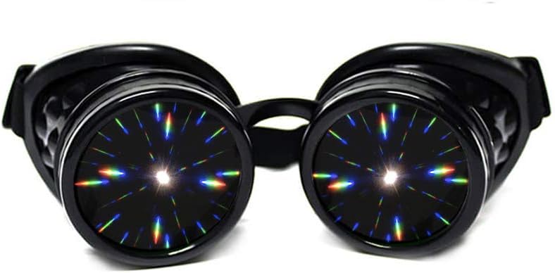 GloFXブラックパッド入り回折ゴーグル、ティンテッドレンズ、限定版 – レイブ、EDMフェスティバルアクセサリー、ライトショー、クラブ、コンサートウェア - 3Dレインボープリズムフラクタルカレイドスコープ