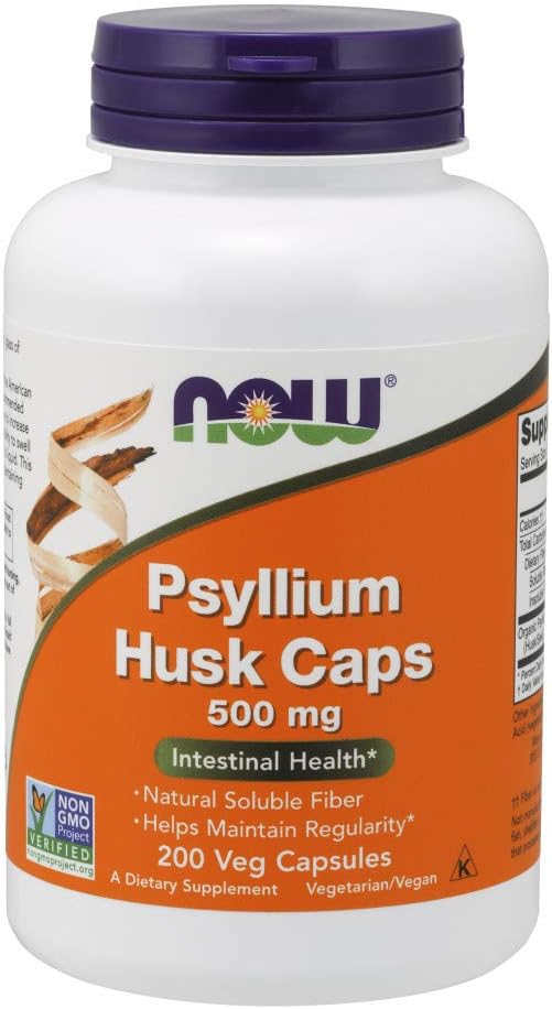 NOWのPsylliumの殻500mg、200のカプセル(3)のパック