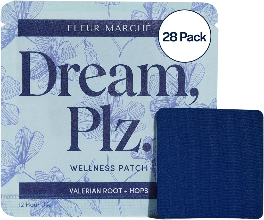 Fleur Marche Dream、Plz Botanical Sleep Patch - Valerian Root、L-Theanine、Lavender Oil & Hops - 自然鎮静 - 非常にBioavailable - 28パッチ