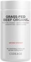 Codeage Grass Fed Beef Organs Supplement – Glandulars Supplements - Freeze Dried, Non-Defatted, Desiccated Liver, Heart, Kidney, Pancreas & Spleen Bovine Pills – Beef Vitamins - Non-GMO -180 Capsules