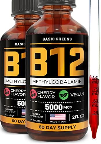 ビタミンB12の皮下液体は5000のmcgを低下させます–エネルギー及び焦点のためのビーガン メチルB-12の補足–女性及び人のためのB 12のビタミン–速い吸収のMethylcobalamin– 120のサービング– 4つのflのoz