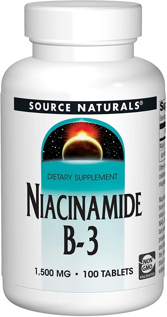 源のNaturals Niacinamide 1500mgの100タブ(2パック)