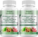 Ceylon CinnamonのGREENPEOPLE Berberineの補足- 120の計算のBerberine 1500mgのBitterのMelon/Artichokeのエキス及び免疫サポート2のパックのための自然なハーブが付いているBerberine HCLのカプセル