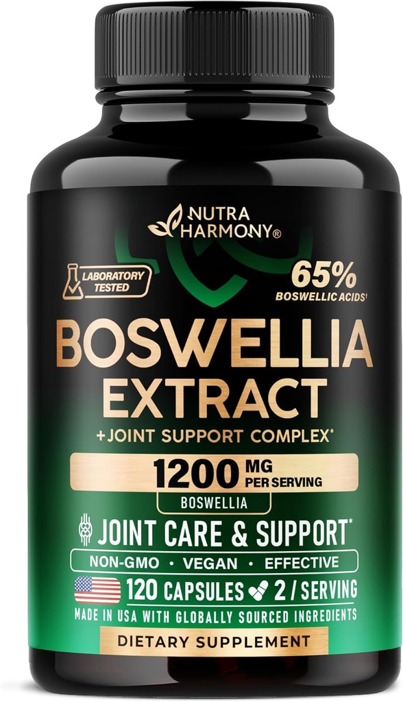 Boswellia 1200mg - Boswellia Extract | Turmeric | Hyaluronic Acid | MSM | Same - Joint Health & Comfort - Boswellia Serrata | 65% Boswellic Acid - for Men & Women - Made in USA - 120 Capsules