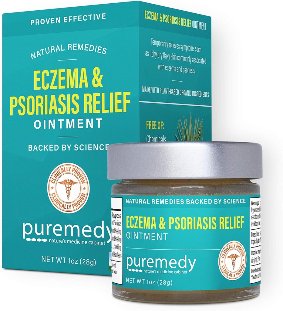 Puremedy Eczema & Psoriasis 救済軟膏 すべての自然 唾液 Soothes and Relives Symptoms of Dry Itchy Flaky Scratchy または Weepy Skin - 1 oz ジャー