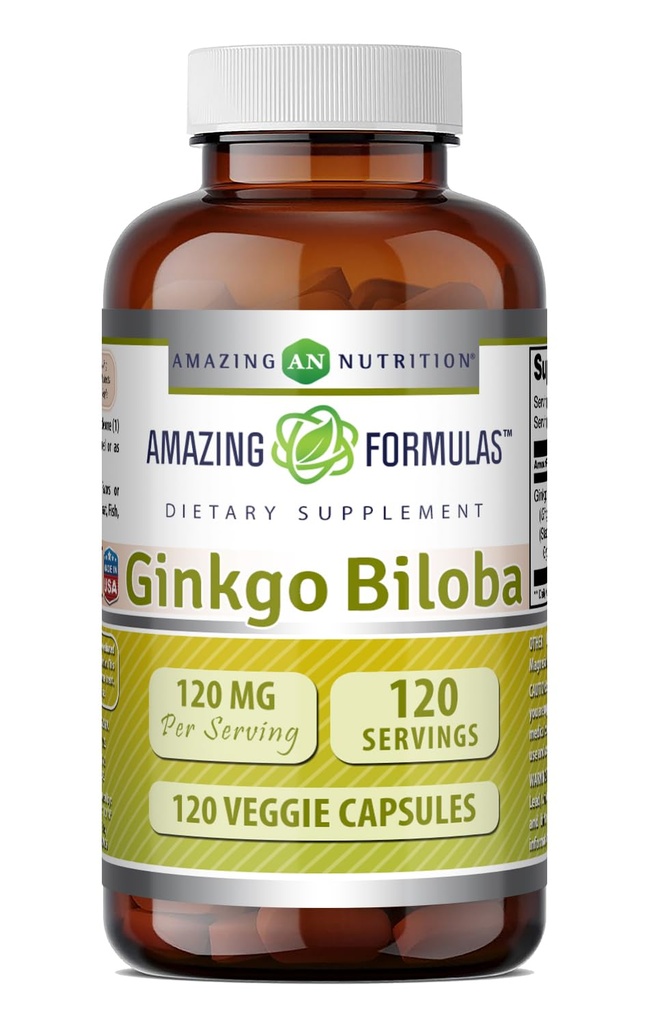 アメイジングフォーミュラ 銀杏葉 120 Mg サプリメント 120 カプセル | 24% 銀杏フラボン グリコシドを含有する標準化 | 非GMO | グルテンフリー | アメリカ製