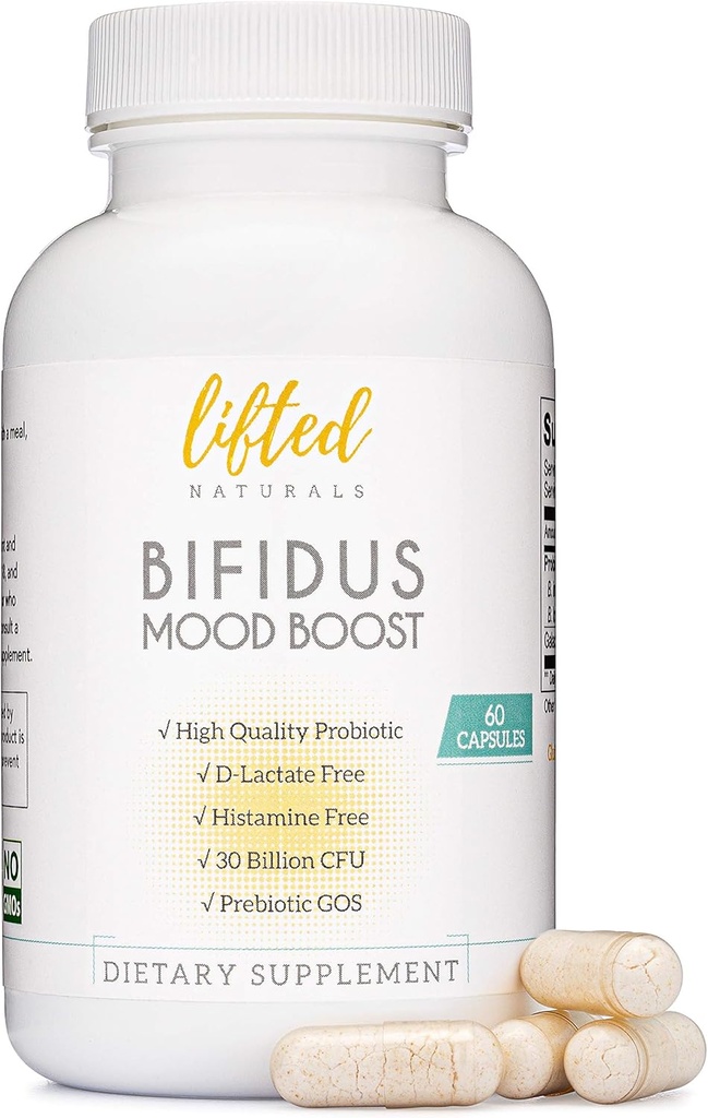 Probiotics 30 Billion CFU - Bifidus Mood サポート補足 w/prebiotics & probiotics for Women and Men - Mood & Digestion Support - ヒスタミンフリー - ナチュラル・ムード・ブースト - 60 日の供給、非GMO