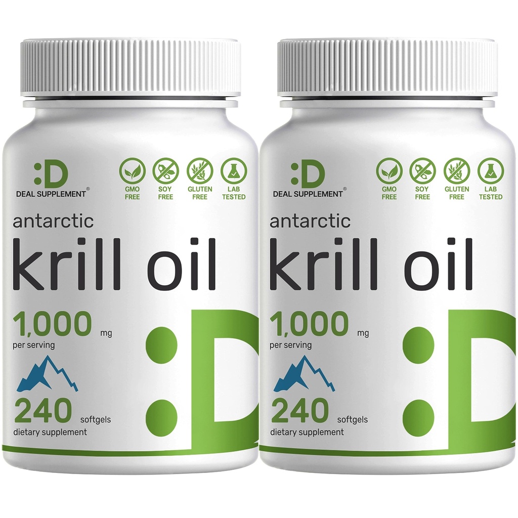 DEAL SUPPLEMENT 2 パックアンサルティックキルオイル、サービングあたり1,000mg、480 Softgels - メルリーフリー、魚の味なし - Omega-3s、EPA、DHA、アスタキサンチン、およびフォリディドで豊富 - 非GMO、グルテンフリー