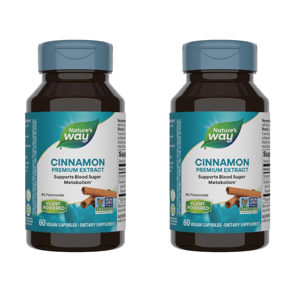 Nature's Way Premium Extract Cinnamonは、8%フラボノイド60 Vcaps(パッケージ2)に標準化