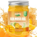 ACEYO (12 OZ) Irish Sea Moss Gel Raw Vegan Mango Pineapple Flavor 102 Vitamins and Minerals Wild Harvested Non-GMO Immune Defense Booster Thyroid Digestive Support