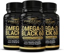 FREZZOR Omega 3 ブラック のための 共同ケア & コンフォート - ニュージーランド グリーン リッピング Mussel オイル カプセル; 53x 高い効力 と UAF1000 + スーパー 酸化防止, いいえ 魚 後味, 60 カウント (パック 3)
