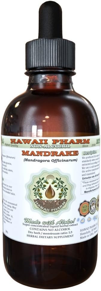ハワイ Pharm Mandrake アルコールフリー液体エキス、Mandrake (Mandragora Officinarum) ドライ ルート グリセライト 天然ハーブサプリメント、米国 2 oz