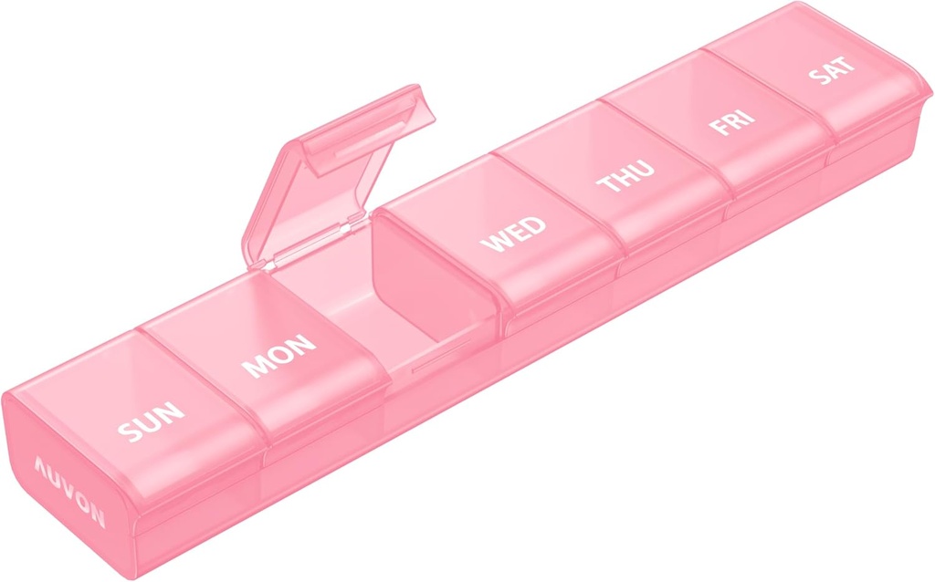 AUVONウィークリーピルオーガナイザー、不快な開口デザイン、関節炎フレンドリーピルボックス、BPAフリーピルオーガナイザー7日、ビタミン、サプリメント、医薬品のためのかわいい&ポータブルピルケース