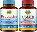 Terranics Probiotics&CoQ10バンドル、ハート&ダイジェクションヘルス、60ビリオンプロバイオティクス、Bioactive Coenzyme Q10 200mg、エクストラバージンオリーブオイル、バンドル&保存