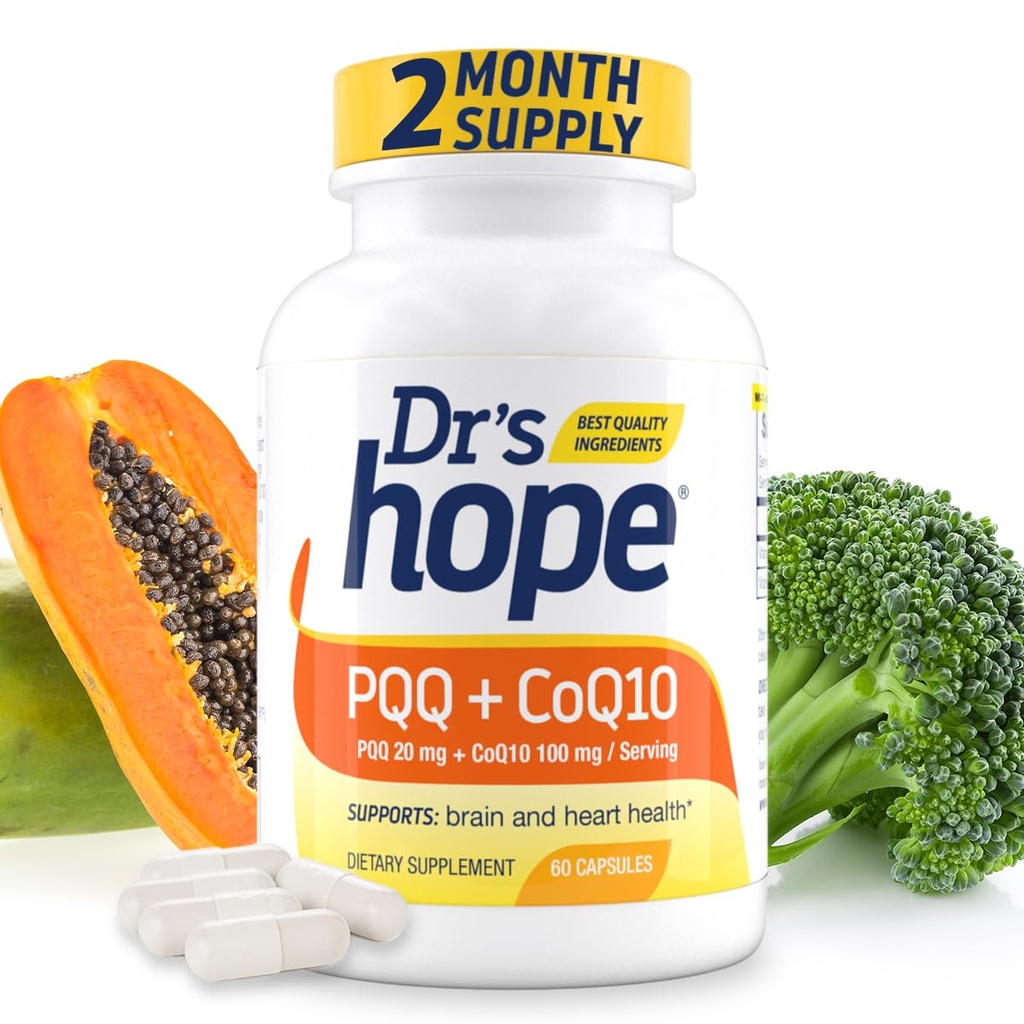 PQQQ CoQ10 - CoQ10 100mgのPQQQの補足Coenzyme Q10の補足のPQQQ20mgは頭脳の健康、60の野菜の帽子を支えます - サービングごとの1カプセル