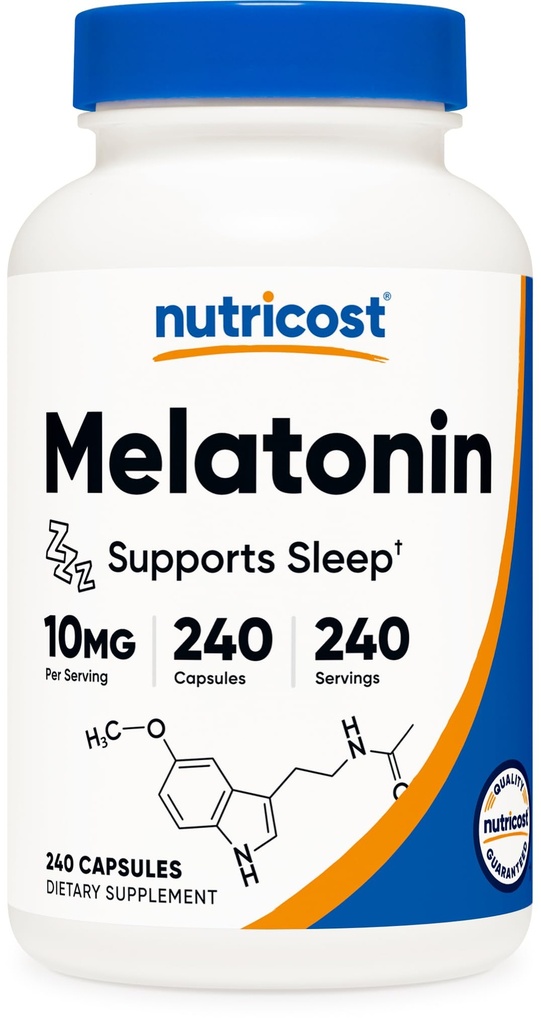 Nutricost Melatonin 10mg、240カプセル、非GMO及びグルテンフリー