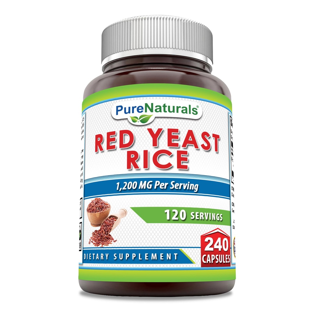 ピュアナチュラルズ レッドイーストライス 1200 Mg / サービング, 240 カプセルサプリメント | Non-GMO | グルテンフリー | アメリカ製