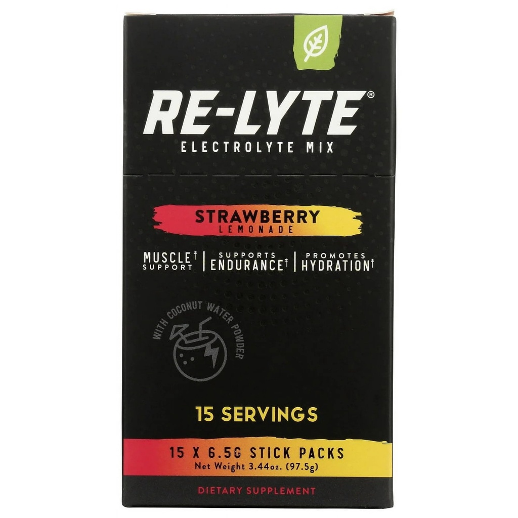 Relyte Re-Lyte Electrolyte Drink Mix Strawberry Lemonade 15 サービング パケット 3.44 oz.