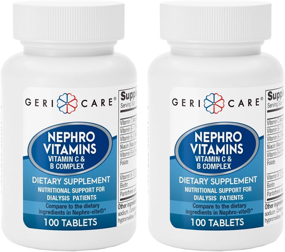 GeriCare NephroビタミンC&Bコンプレックス錠、100カウント - 毎日の腎臓の健康とエネルギーサポート、免疫システムブースト、抗酸化保護&代謝サポート(パッケージ2)