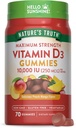 Nature's Truth Vitamin D3グミー | 10000 IU | 70カウント | ピーチマンゴーフレーバー | ベジタリアン・非GMO・グルテンフリー対応サプリメント