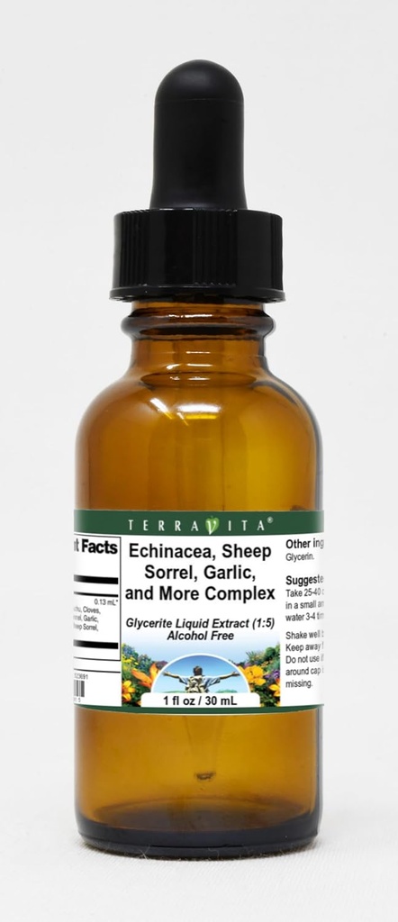 Terravita Echinacea、Sorrel、Garlic、およびより複雑なGlycerite液体エキス(1:5) - 味なし(1oz、ZIN:523691)