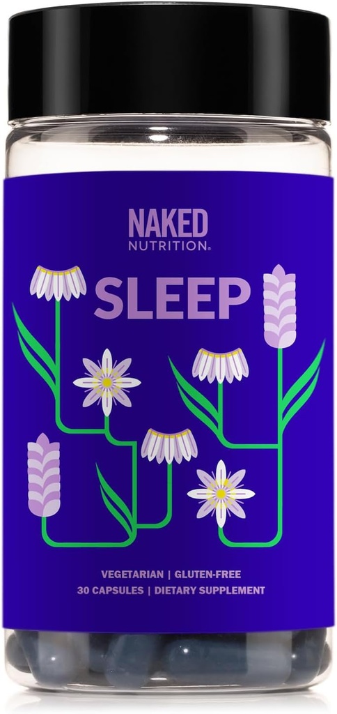 Naked Sleep - GABA Lテアニンナチュラルスリープエイド - レモンバーム、ラベンダー、メラトニン改良されたリラックスと睡眠の質 - グルテンフリーとベジタリアン - 30カプセル