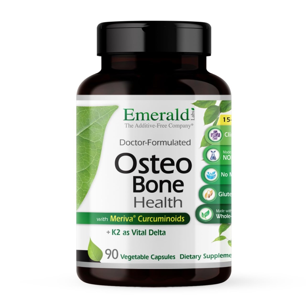 EMERALD LABSオステオ骨の健康 - 免疫サポート&ビタミンD3、K2、カルシウム、マグネシウム、OptiMSM、Meriva Phytosome&その他 - 90野菜カプセル
