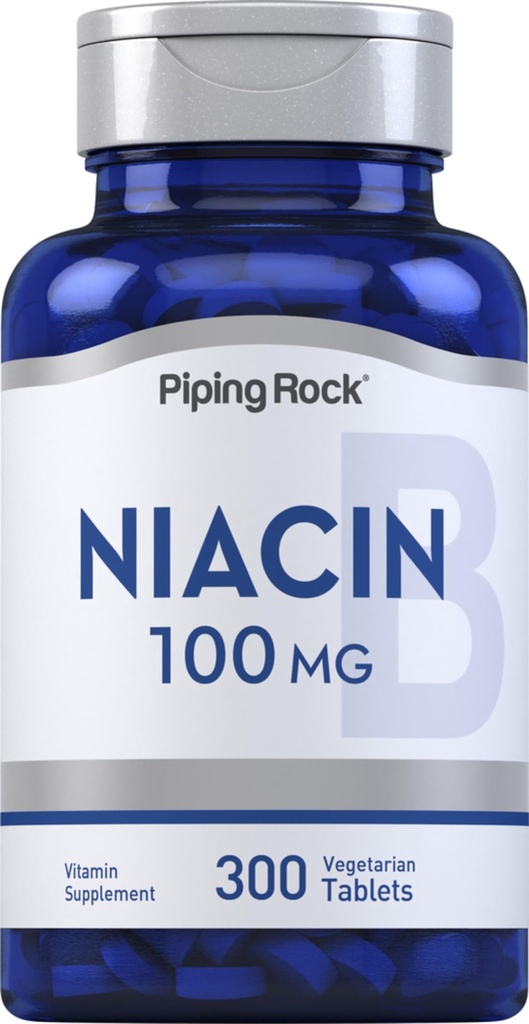 パイピングロック ナイアシン レディース・男性用 | 100mg | 300錠 | 洗い流すニコチン酸 | ベジタリアン・非GMO・グルテンフリー