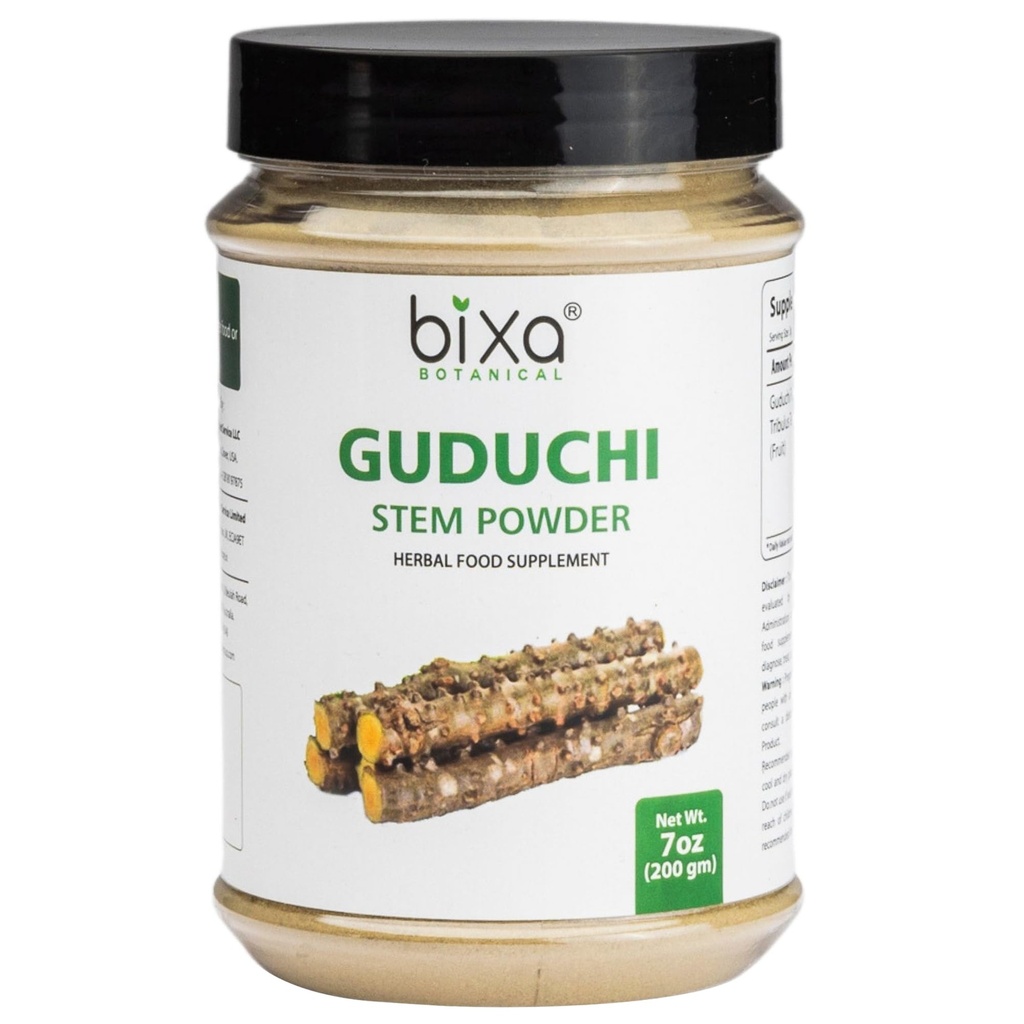 bixa BOTANICAL Guduchiパウダー | ジロー | ティノスポラコーディフォリア | 200グラム / 7 OZ | 免疫力サポートのためのアーユルヴェーダハーブサプリメント | グルテンフリー、非GMO、蒸気処理、ビーガン、100%の純粋。