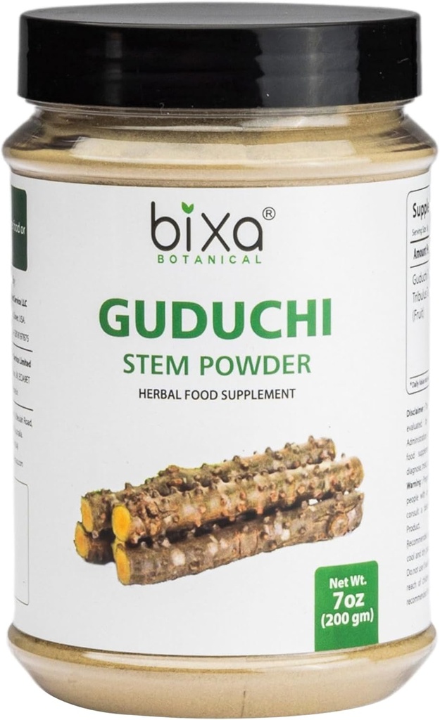 bixa BOTANICAL Guduchiパウダー | ジロー | ティノスポラコーディフォリア | 200グラム / 7 OZ | 免疫力サポートのためのアーユルヴェーダハーブサプリメント | グルテンフリー、非GMO、蒸気処理、ビーガン、100%の純粋。