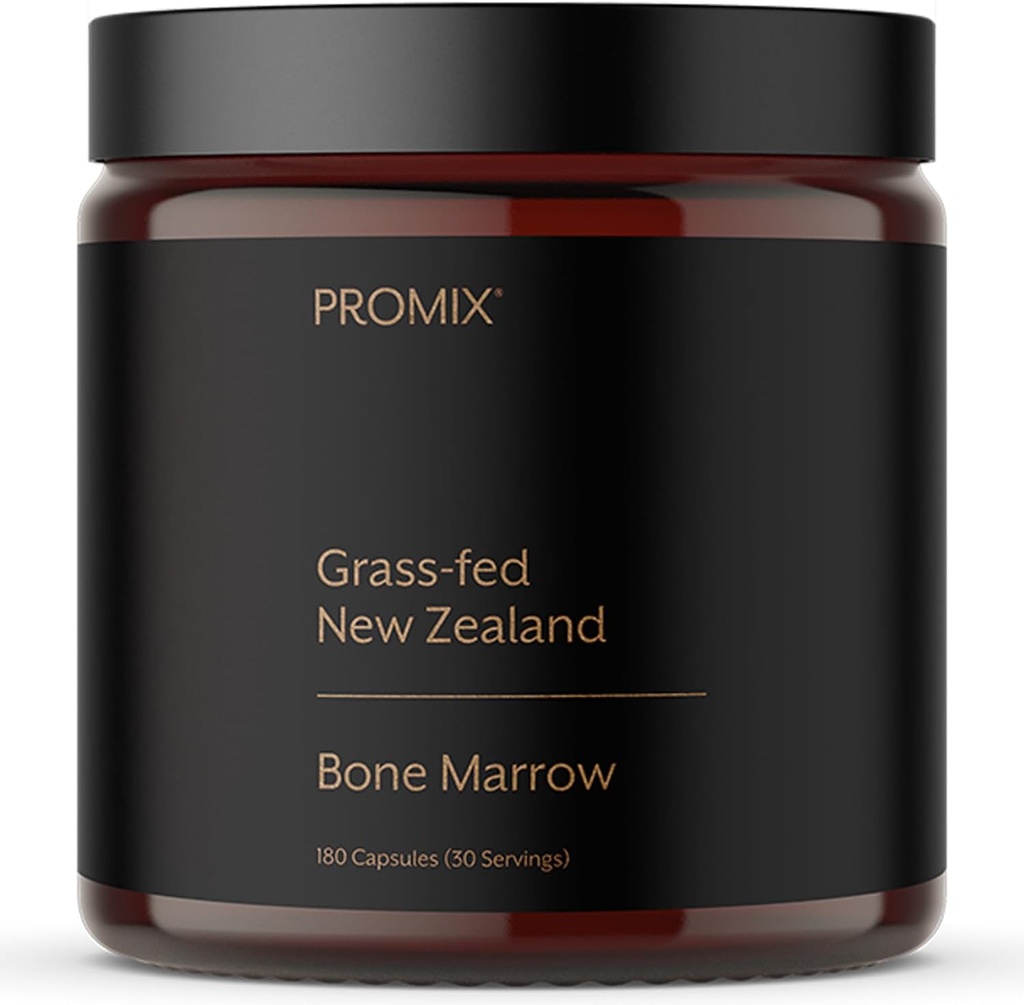 ProMix Nutrition Grass-Fed Beef Bone Marrow Supplement | コラーゲン、ビタミン、ミネラルの豊富 - 生と凍結乾燥 | - 180 ゼラチンカプセル