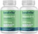 BESTVITEビタミンB12(メチルコバラミン)2000mcg(480ベジタリアンカプセル)(2 x 240)(メチルB12) - いいえステアレートなし - ビーガン - 非GMO -グルテンフリー無料