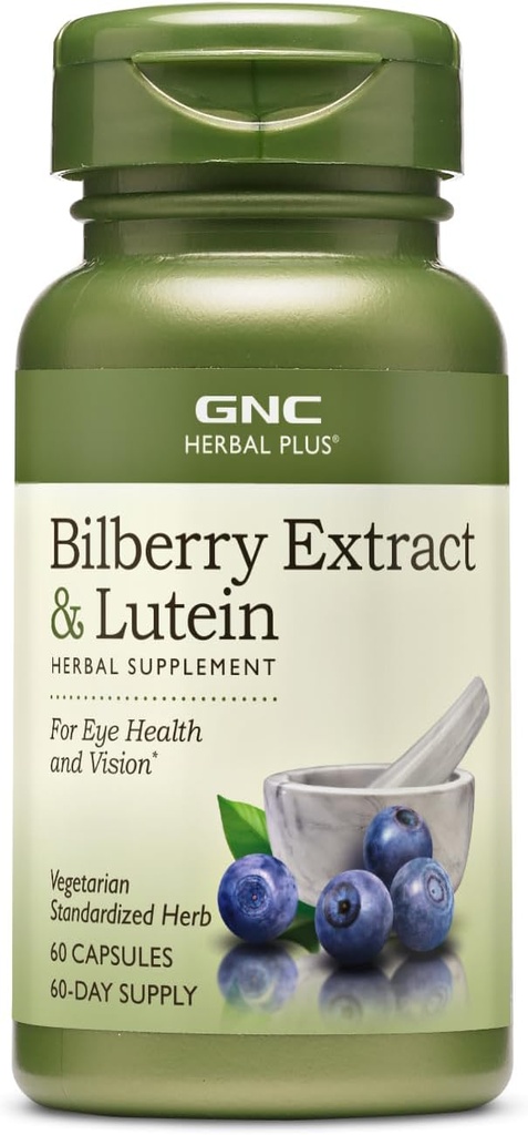 GNCの草のプラスのビルベリーのエキスおよびルテインの補足、ベジタリアン、サポート目および視野の健康、60のサービング
