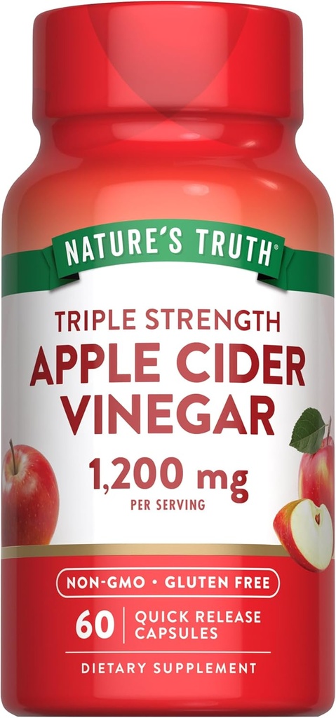 Nature's Truth Apple Cider Vinegarカプセル | 1200mg | クイックリリースピル | 非GMO&グルテンフリーサプリメント