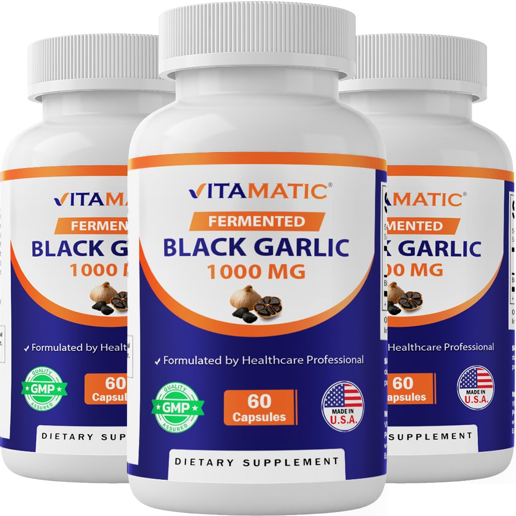 Vitamatic 3のパックは黒いニンニクのエキス1000のmg 60のカプセル-非GMOのグルテンフリー- (合計180のカプセル)を発酵させました